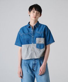 Ripo trenta anni PATCH WORK DENIM SH クロップド丈 デニムシャツ