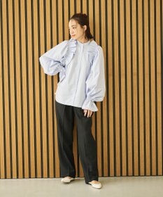 #Newans 【洗濯機可能/シワになりにくい】〈春名亜美さんコラボ〉ショルダーフリルブラウス