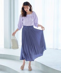 Tiaclasse L 【洗える】ストライプパフスリーブブラウス