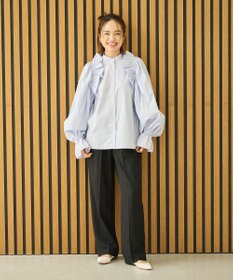 #Newans 【洗濯機可能/シワになりにくい】〈春名亜美さんコラボ〉ショルダーフリルブラウス