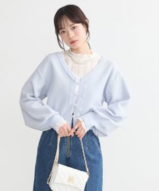 earth music&ecology パールボタンショートニットカーディガン