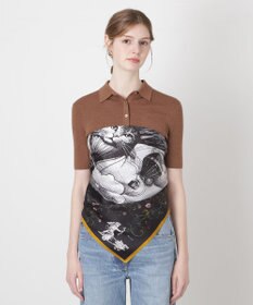 MOONBAT PAUL&JOE ACCESSOIRES(ポール & ジョー) シルクスカーフ 気球 ブーケ 88cm×88cm　手洗いOK