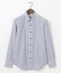 JOSEPH ABBOUD 【シルク×綿ブレンド】シルクコットンストライプ シャツ サックスブルー系1