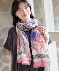 Tiaclasse 花柄大判ガーゼストール