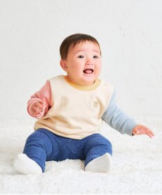 MIKI HOUSE HOT BISCUITS 【70-100cm】 シュクリーム素材 顔ドン あったかベビースパッツ