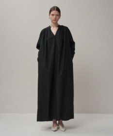 ATON NATURAL DYED COTTON LAWN | タックロングスリーブドレス