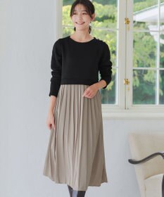 Tiaclasse L 【洗える】裏起毛ドッキングワンピース