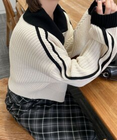 WEGO ハーフジップニットプルオーバー