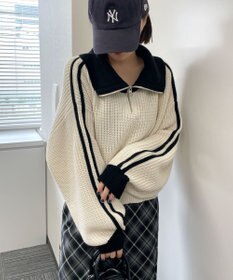 WEGO ハーフジップニットプルオーバー