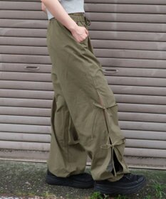 WEGO 【ウエストゴム】サイドリボンパラシュートパンツ