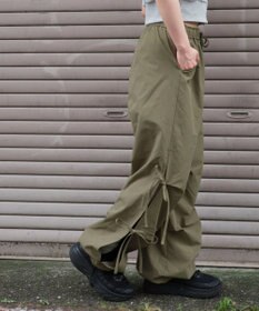 WEGO 【ウエストゴム】サイドリボンパラシュートパンツ