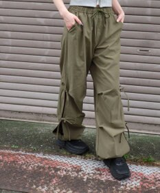 WEGO 【ウエストゴム】サイドリボンパラシュートパンツ