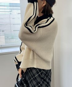 WEGO ハーフジップニットプルオーバー