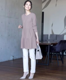 Tiaclasse L 【洗える】大人華やぐ2段ティアードニットチュニック