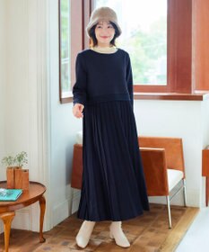 Tiaclasse L 【洗える】裏起毛ドッキングワンピース