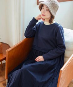 Tiaclasse 【洗える】裏起毛ドッキングワンピース