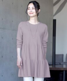 Tiaclasse L 【洗える】大人華やぐ2段ティアードニットチュニック