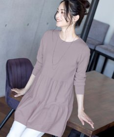 Tiaclasse L 【洗える】大人華やぐ2段ティアードニットチュニック