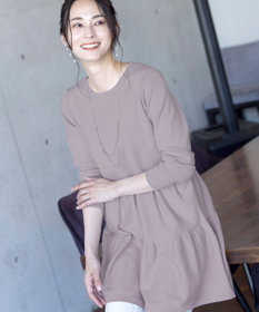 Tiaclasse L 【洗える】大人華やぐ2段ティアードニットチュニック