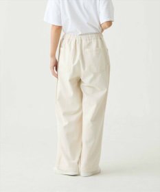 caqu color linen easy wide カラーコットンリネンウエストゴムワイドストレート