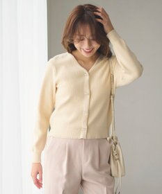 Feroux 【洗える】リボン釦 カーディガンデザインニット