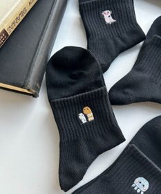 WEGO アニマル刺繍アンクル底パイルソックス