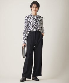 ICB 【WEB限定カラーあり・速乾・洗える】BackSatinAmunzen バンドカラーブラウス