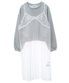 earth music&ecology ＳＥＴ２点レースロゴプルオーバー＋チュールワンピ