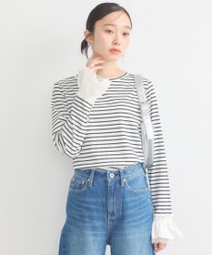 earth music&ecology フリルスリーブリブプルオーバー