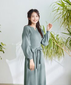 Tiaclasse 【洗える】パフ袖ニットワンピース