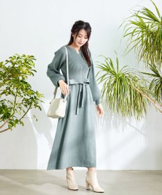 Tiaclasse 【洗える】パフ袖ニットワンピース