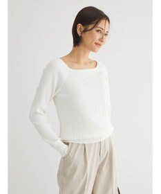 Green Parks 洗える　スクエアネックリブニットプルオーバー