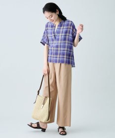 ANY シアーチェックスキッパーブラウス