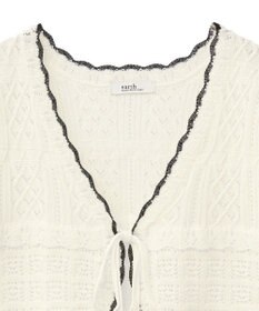 earth music&ecology ミニスカラップ透かし編みニットカーディガン