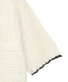 earth music&ecology ミニスカラップ透かし編みニットカーディガン