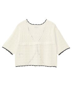 earth music&ecology ミニスカラップ透かし編みニットカーディガン