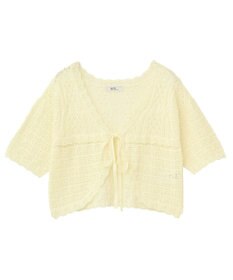 earth music&ecology ミニスカラップ透かし編みニットカーディガン