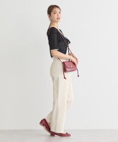 earth music&ecology ミニスカラップ透かし編みニットカーディガン