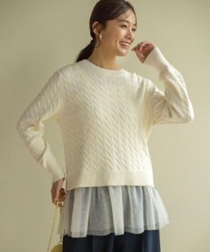 組曲 【前後着用可】コットンカシミヤ混2WAYケーブル ニット