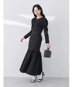 earth music&ecology エンボスフラワー　切替ボリュームスカート