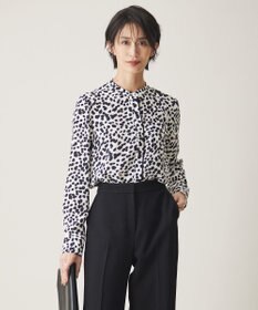 ICB 【WEB限定カラーあり・速乾・洗える】BackSatinAmunzen バンドカラーブラウス