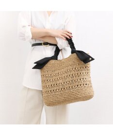 UNBILLION カシュカシュ cachecache / 下がりリボン柄編みトート カゴバッグ