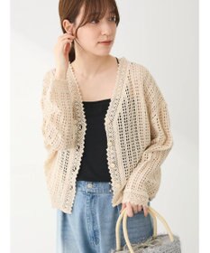 Green Parks インド綿　レース編みカーディガン