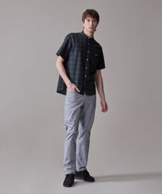 J.PRESS MEN 真夏を乗り切る爽快感と機能性【吸水速乾 / 接触冷感 / 高通気性 / ウォッシャブル】サッカーチェック シャツ / バンドカラー