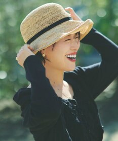 石田製帽  ラフィア糸入りかぎ編み ソフトハットセーラ