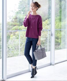 Tiaclasse 【洗える】ケーブル編みドルマンニットトップス