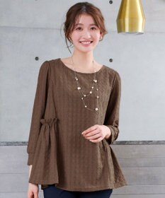 Tiaclasse L ダイヤ柄ジャガードパフスリチュニック