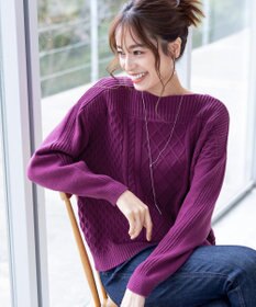 Tiaclasse 【洗える】ケーブル編みドルマンニットトップス