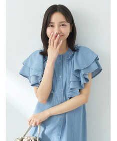 earth music&ecology ラッフル前開きデニムワンピース
