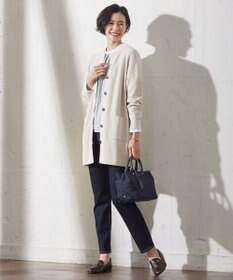 J.PRESS LADIES 【洗える】ORGANIC GASS COTTON キーネック カーディガン